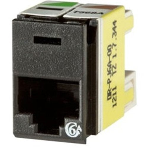 Ortronics Clarity Cat6a Panel Jack,T568A/B, 8 pos, Black 180 degree Image of OR-PJ6A00