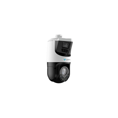 Luminys P54-4DA25 4MP LumiDeterrent + Dual-Stitched Lens IP Camera, 25x Maximum Optical Zoom, 2.8mm Panoramic Lens, 5-125mm PTZ Lens