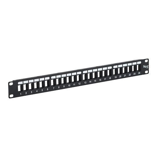 ICC IC107BP241 24-Port Blank Keystone 1U RMS Patch Panel with 19\\" Metal Rackmount Housing for Slim Profile Keystone Jacks