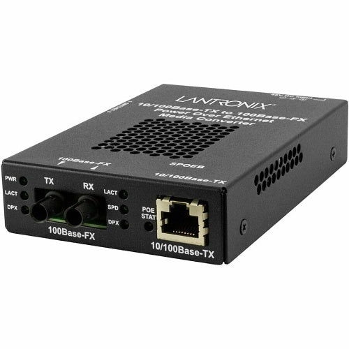 Lantronix SPOEB1011-105-BR 10/100BASE-TX RJ45 Power Over Ethernet to 100BASE-FX, Multi-Mode ST, 2km