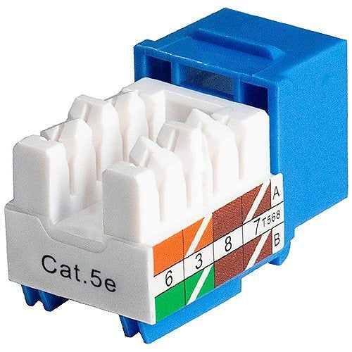 ADI PRO 0E-C5KEYBL10 CAT5E Keystone Jack Vertical 8P8C RJ45, 10-Pack, Blue