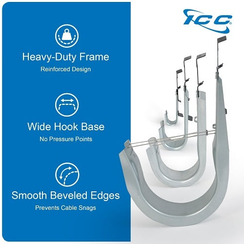 ICC ICCMSJHW22 Batwing J-Hook 3/4\\" without Retainer Clip for Hanging Cable to Hanger Wire and Threaded Rod, Rust-Resistant, 25-Pack, Galvanized Steel