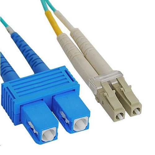 ICC ICFOJ2G710 OM3 Multimode LC to SC 50/125µm Fiber Patch Cable, Data Center Grade 0.1dB Typical Insertion Loss, ONFR Riser Jacket, Aqua, 10 Meter (33 ft), 1-Pack