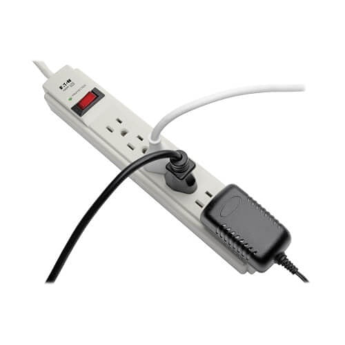 Tripp Lite TLP604 Protect It! 6-Outlet Surge Protector, 4\' (1.22 m) Cord, 790 Joules, Diagnostic LED, Light Gray Housing