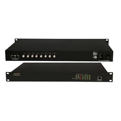 KBC Networks EECF8-GN3-R-RA-B eCopper Ethernet over Coax Switch, 8-Coax Ports with PoC and 3 Gigabit Ethernet Ports, 1U Rack Mount