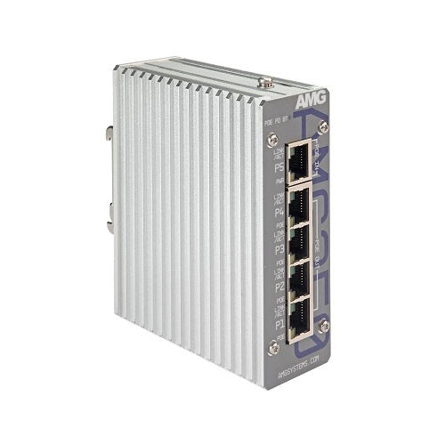 AMG Systems AMG350-4GAT-1G-P75-PD AMG350 Series Industrial 5-Port Unmanaged PoE Switch, 4 x 10/100/1000Base-T(x) RJ45 Ports, 1 x 10/100/1000Base-T(x) RJ45 Port