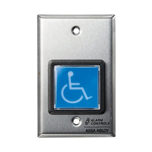 Alarm Controls TS-5 Request Exit, 1/2\\"  Illuminated Push Button, Red, Blue