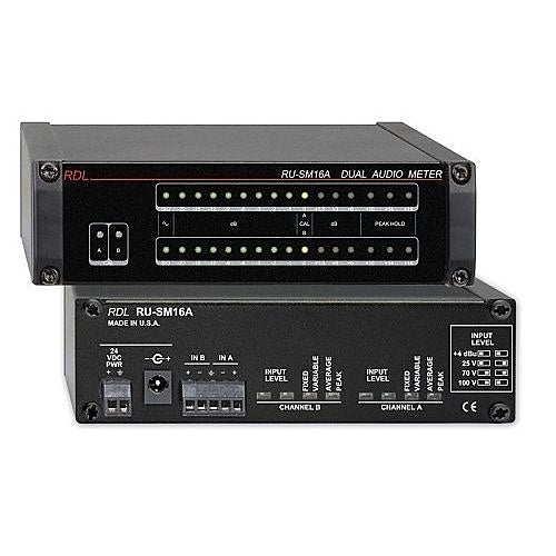RDL RU-SM16A 2-Channel Audio Meter Ohm Speaker, 25V/70V/100V +4 dBu Sources
