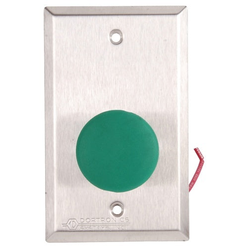 Dortronics 5211-MP23DA/G 5210 Series 1-9/16\\" Mushroom Push Button Switch on Single Gang Plate, Pneumatic Time Delay Form-Z (1-N.O. and 1-N.C.), Green