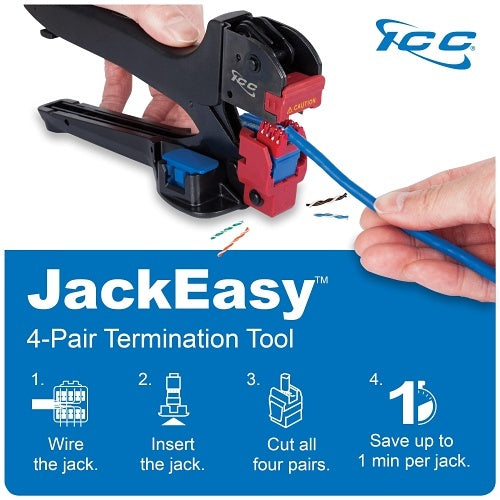 ICC IC107F6RBK CAT6 Keystone Jack with Slim Profile 180° Punch Down, RJ45PoE++ for Wall Plate or Patch Panel, 400-Pack, Black