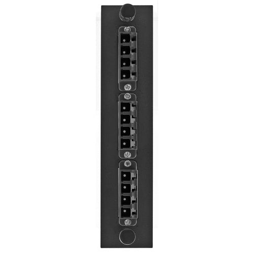 Hubbell FSPNLCQS3BK Fiber Optic Patch Panel with 12 Ports and 3 LC Quad Connectors, Zirconia Black