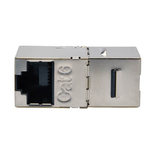 Tripp Lite N235-001-SH-D CAT6 Straight-Through Modular Shielded In-Line Snap\\" Coupler with 90-Degree Down-Angled Port (RJ45 F/F)