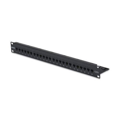 Belden DC6PPF1U24BK CAT6 DataConnect Patch Panel, UTP, Flat, 24-Port, 1U (Preloaded), Black