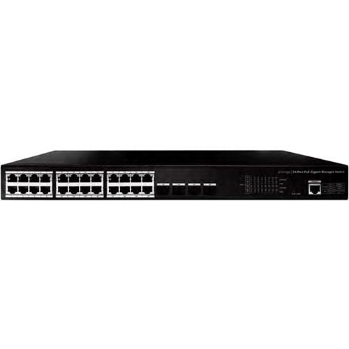 Storm INS244POEGWM 24-Port POE Gigabit Managed Switch, 4 Base-X Ports Image of IN-244POEGWM