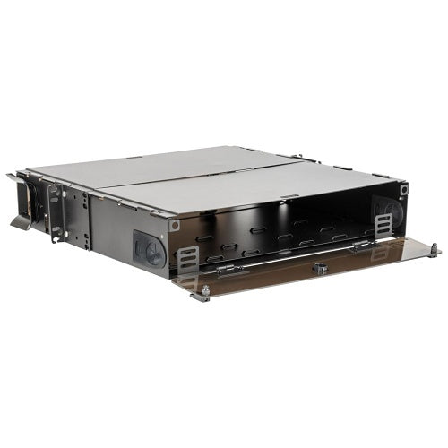 Hubbell FCR2U9SPX FCR-X Series Fiber Rack Mount Unloaded Enclosure, 2U, 9 LGX Panels, Horizontal, Black