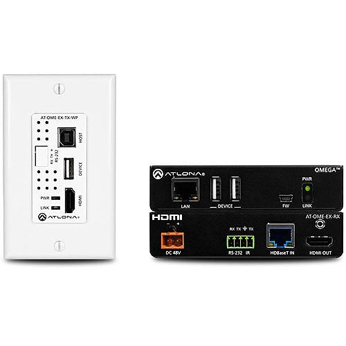 Atlona AT-OME-EX-WP-KIT Wallplate HDBaseT TX/RX for HDMI with USB Image of 9L-ATOMEEXWP