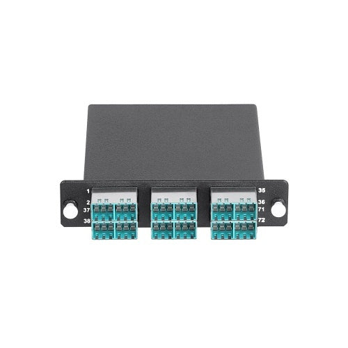 Hubbell OCSNM34 LGX Max Series SN Cassette, 72 Port, 36 Duplex SN to 6 MTP, OM3/OM4, Aqua