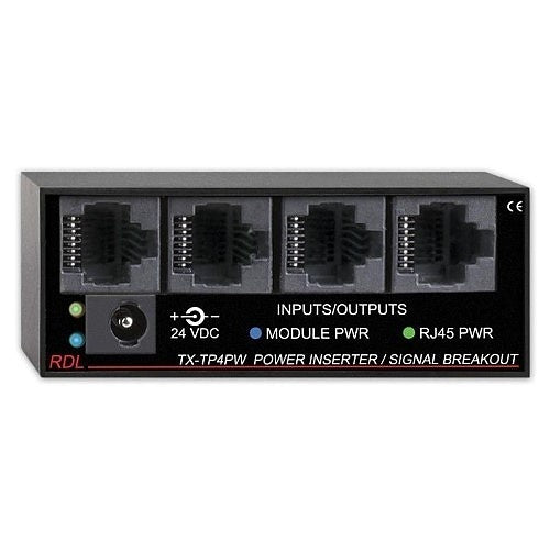 RDL TX-TP4PW TX Series Power Inserter Signal Breakout with RJ45 Jacks for Twisted Pair Senders and Receivers