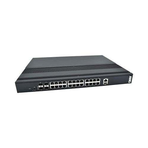 AMG Systems AMG560-24GAT-4XS-P300 Industrial 28-Port Managed Switch, 24x10/100/1000Base-T(x) RJ45 Ports, 4x1/2.5/10G Base-FX SFP+ Ports, 1U, 19\\" Rack Mount