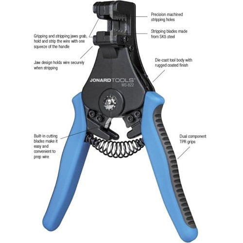 Jonard Tools WS-822 Crimping and Punch Down Tool, Wire Stripper and Cutter for 8-22 AWG