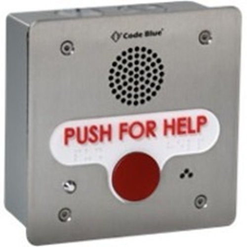 Code Blue 50560 IP1501 Single Button Phone Assembly - Finish Stainless Steel Bezel PUSH FOR HELP Image of CW-50560