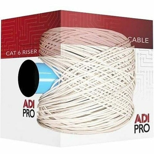 ADI PRO 0E-CMR6BKR CAT6 23/4 Solid BC Cable, Unshielded UTP, Riser CMR, FT4, 1000\' (304.8m) Express Box, Black