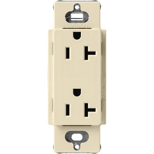 Lutron SCR-20-SD Claro 20A Duplex Receptacle, Decorator-Style Outlet, Satin Finish, Sand