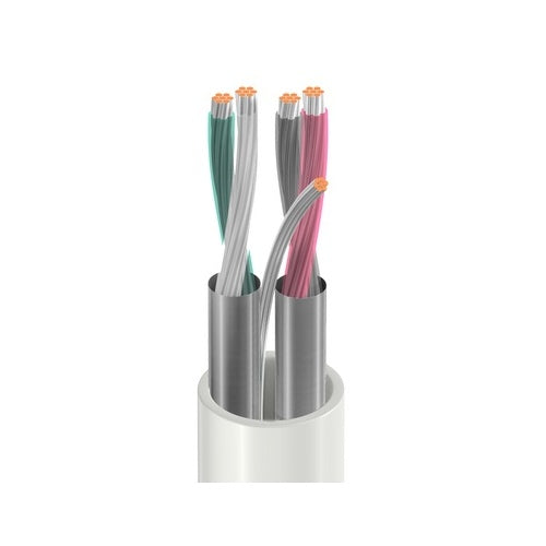 Belden 82723 877U1000 22 AWG 2-Pair Shielded Audio/Control Cable, FEP Insulation, Beldfoil Shield, LS-PVC CMP Jacket, 1000\', Natural