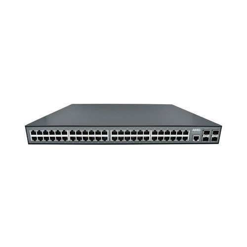 AMG Systems AMG510-48GAT-4XS-P860 Commercial 52-Port Managed Switch, 48x10/100/1000Base-T(x) RJ45 Ports, 4x100M/1/2.5/10G Base-FX SFP+ Ports, 1U, 19\\" Rack Mount