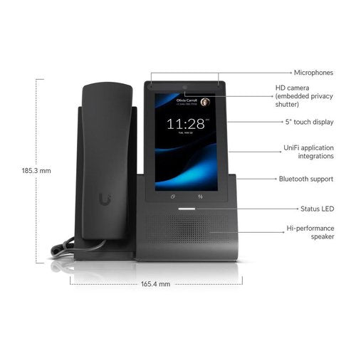 Ubiquiti UTP-G3-TOUCH-PRO Desktop Smartphone for UniFi Talk, 5\\" Touch Display