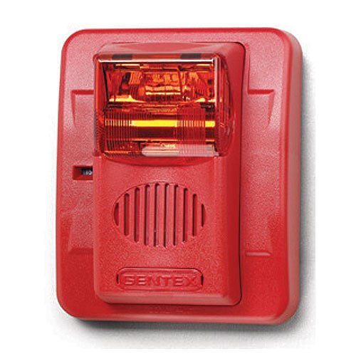 Gentex WGEC24-75WR Evacuation Outdoor Wall Mount Horn/Strobe, 24VDC, 75CD, Weatherproof, Red Lens, Red Faceplate
