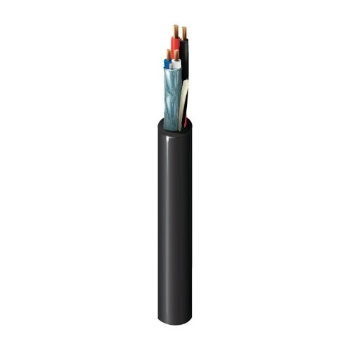 Belden 1392A 0101000 Lighting and Automation Riser Cable, 18/2 Unshielded BC and Pair Shielded 22 AWG Stranded BC, CMR, CMG, Indoor, 1000' (304.8m), Reel, Black