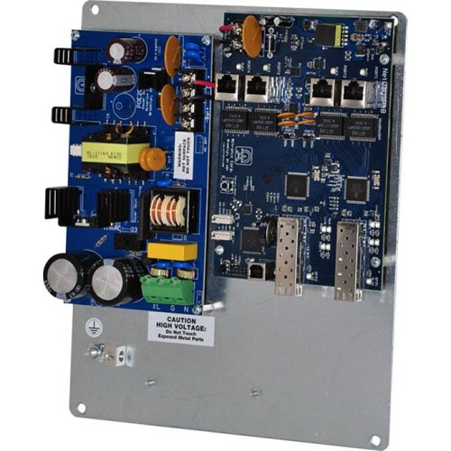 Altronix NETWAYSP4PL Dual 1G Fiber SFP, 4-Port 10/100/1000 PoE/PoE+ Configurable for 2x 60W Hi-PoE, Hardened 120W Power Supply/Battery Charger and Switch Boards Mounted on Backplane, LINQ