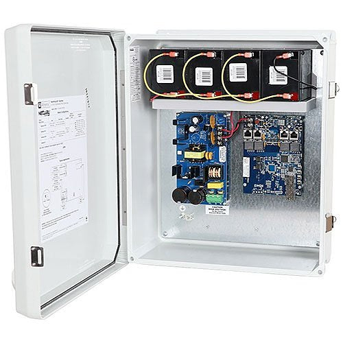 Altronix NETWAY4E1WPX Outdoor PoE Hardened Switch, 1G SFP Port, 4-Port IP66 with Power Supply and Charger Image of AX-NET4E1WPX