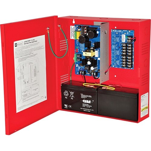 Altronix AL600ULPD8CBR Power Supply Charger, 8 PTC Class 2 Outputs, 12/24VDC at 6A, 115VAC, BC300 Enclosure, Red Image of AX-600UPD8CR