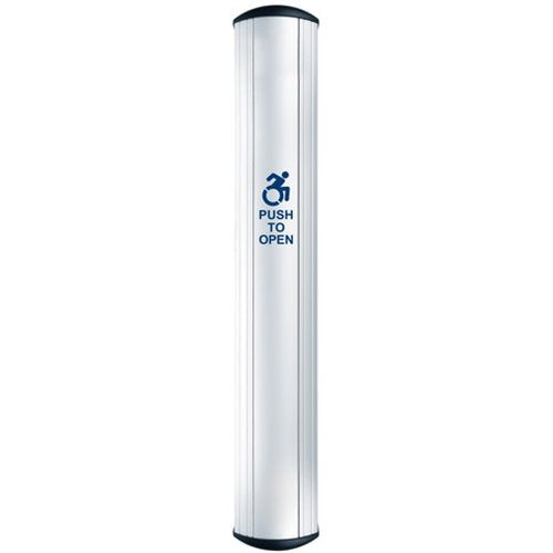 Camden CM-8536/A4 CM-85 Series Column Side Load Push Plate Switch, ACTIVE WHEELCHAIR Symbol and Push to Open Label, 36\\" x 6\\", Anodized Clear Aluminum