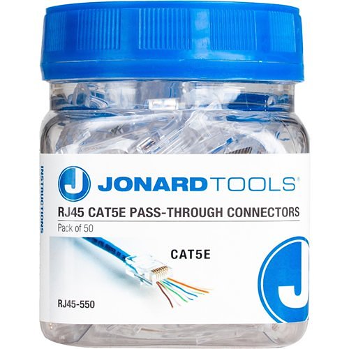 Jonard Tools RJ45 CAT5e Pass-Through Connectors (Pack of 50) Image of J0-RJ45550