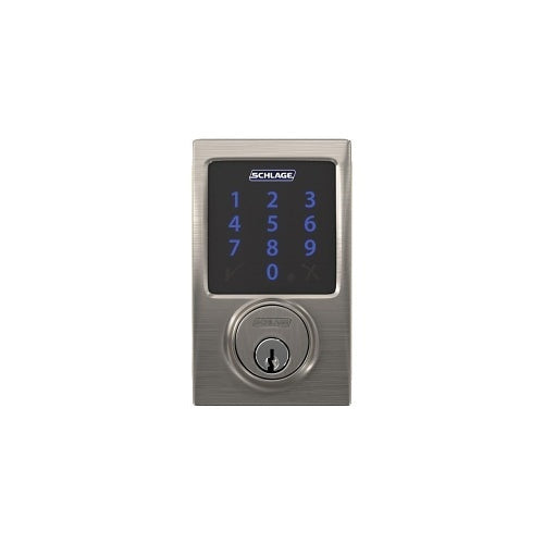 Schlage BE469ZP CEN 626 Connect Smart Deadbolt with Alarm Inbuilt Century Trim, Satin Chrome