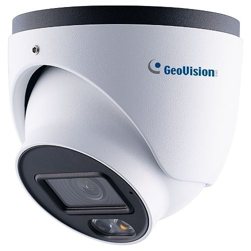 GeoVision 84-GEBF482-2F10 GV-GEBF4802 Series 4MP AI Eyeball Dome IP Camera, 2.8mm Lens, IR & Warm LED, IP67, IK10