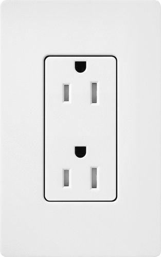 Lutron SCRS-15-TR-SW Claro 15A Tamper-Resistant Duplex Receptacle, Decorator-Style Outlet, Satin Finish, Snow White