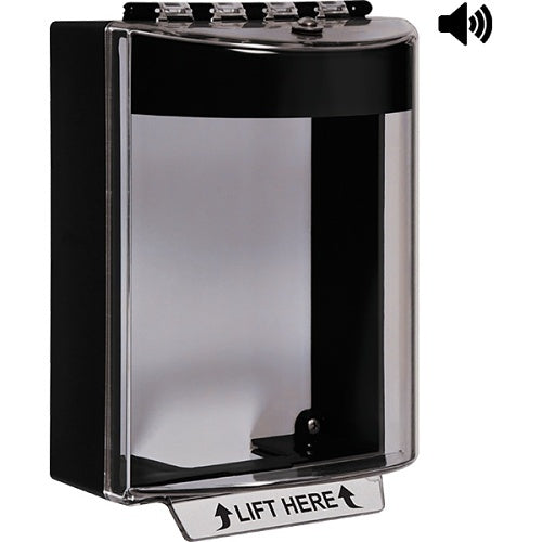 STI 13220NK Universal Stopper Surface Mount Housing with Horn, No Label, Black