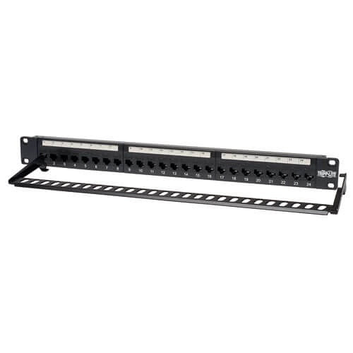 Tripp Lite N254-024 24-Port 1U Rack-Mount CAT6/CAT5 Feedthrough Patch Panel, RJ45 Ethernet