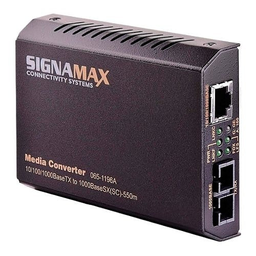 Signamax FO-065-1196A 10/100/1000BaseT/TX to 1000BaseSX Media Converter, SC/MM