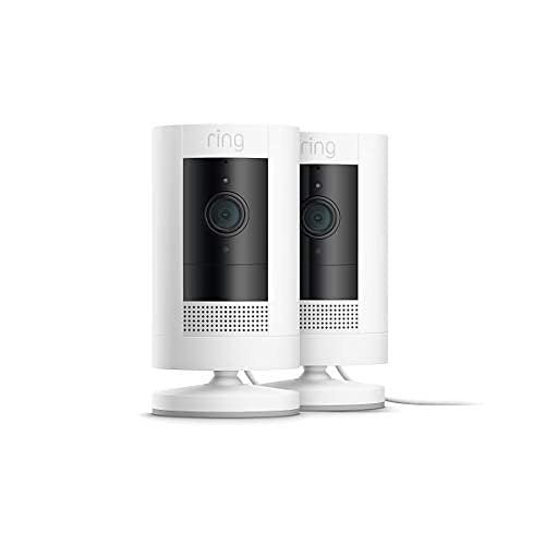 Ring Stick Up Camera Plug-In, Indoor / Outdoor, Compatible with Alexa, 2-Piece, White (B07RGSG6NL)