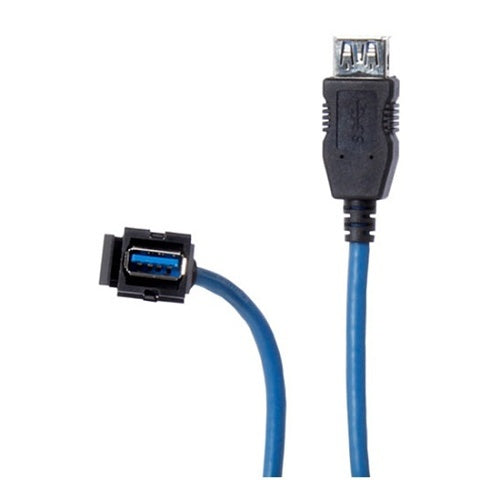 Binary B-USB3-KEY USB 3.0 A Female to A Female Keystone Pigtail Cable, 13"