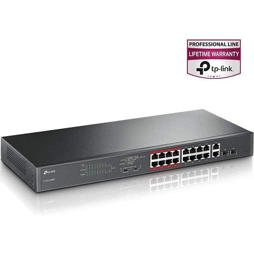 TP-Link TL-SL1218MP 16-Port 10/100 Mbps 2-Port Gigabit Rackmount Switch with 16-Port PoE+
