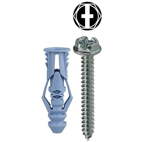 Dottie TG10KHXTP Triple Grip Anchor Kit, Includes Hex and Slotted #10 Anchors, Blue