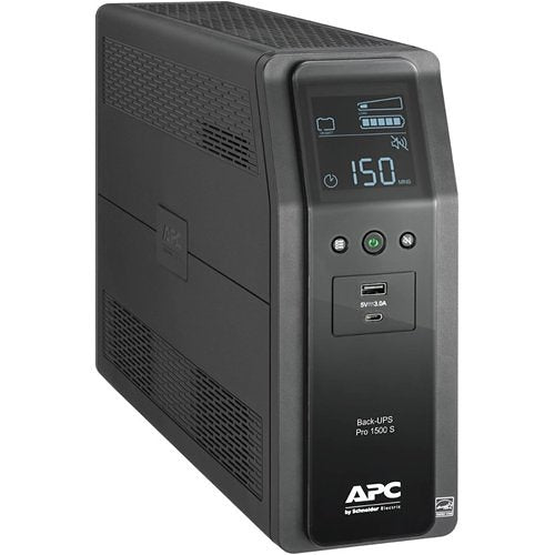 APC BR1500MS2 Back-UPS Pro 1500S, 1500VA, 120V, Sinewave, AVR, LCD, 2-USB Charging Ports, 10 NEMA Outletsv