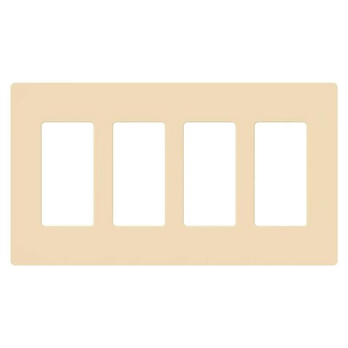 Lutron CW-4-IV Claro 4 Gang Wall Plate for Decorator / Designer Paddle Switches and Dimmers, Gloss Finish, Ivory