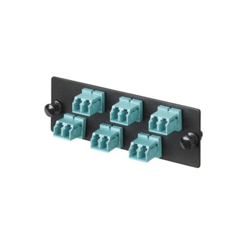 Panduit FAP6WAQDLCZ Opticom Fiber Adapter Panel, OM4, 6 LC Duplex, Aqua